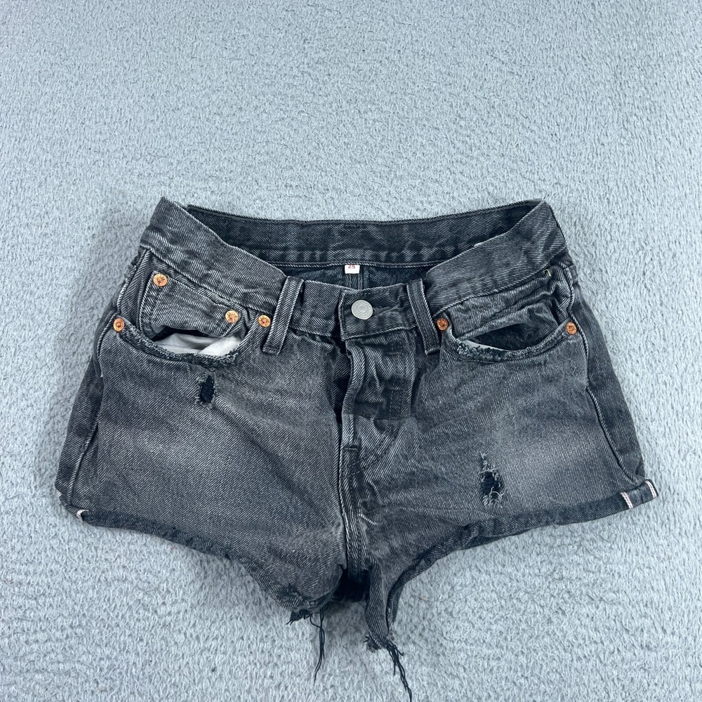 Levis Selvedge Jean Shorts Womens Black 25 Denim